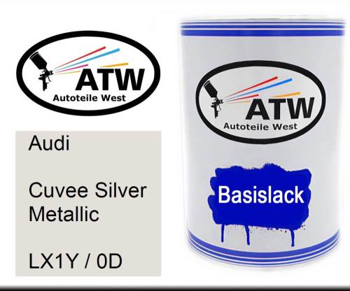 Audi, Cuvee Silver Metallic, LX1Y / 0D: 500ml Lackdose, von ATW Autoteile West.